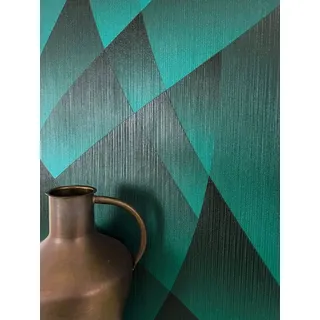 Newroom Vliestapete Arael Green Tapete Mustertapete Grafik,Linien,Linien, Grün Tapete Modern Grafik - Mustertapete Streifentapete Petrol Schwarz 3D Optik Grafisch Linien Linien für Wohnzimmer Schlafzimmer Küche, Streifentapete grün