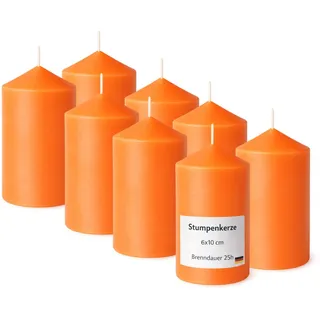 HS Candle Stumpenkerze 10 cm Ø6 cm 8 St. Orange
