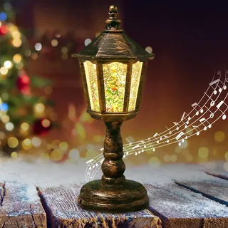Weihnachtslaterne, Weihnachtsdeko Laterne,LED Weihnachts Schneekugel Laterne mit Musik und Licht,Weihnachtslaterne mit Schneegestöber Warmweißes LED Licht,Geschenk für Weihnachtsfeier,Heimdekoration
