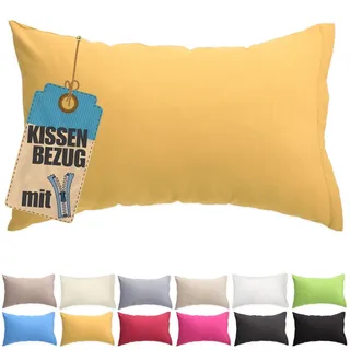 Kissenbezug 50x60 cm Gelb Baumwolle - Reißverschluss verdeckt