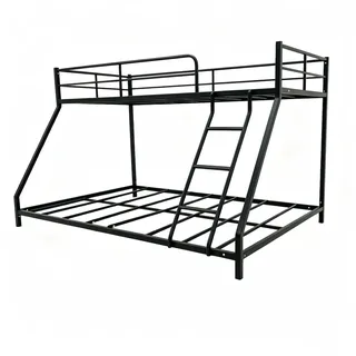 Merax Etagenbett Metall, platzsparendes Hochbett für 2 Personen, kompatibel mit 190x80 & 190x130 cm Matratzen, Schwarz