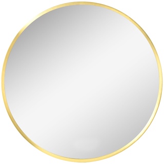 kleankin Badspiegel, Runder Spiegel, Badezimmerspiegel mit Gold Metallrahmen, Ø50 cm Wandspiegel für Wohnzimmer, Schlafzimmer, Badezimmer, IP44, Gold, Alu