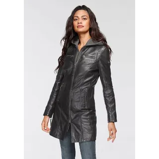 Mauritius Ledermantel Bente 2-in-1-Lederjacke mit abnehmbarem Kapuzen-Inlay aus Jerseyqualität schwarz XS (34)