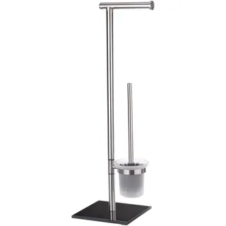 Wenko WC-Garnitur Lima Silber/Schwarz