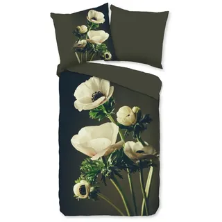 Muller Textil Leipzig Blumen Baumwolle Grün 155 x 220 cm + 2 x 80 x 80 cm
