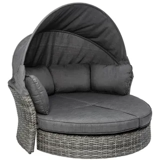 riess-ambiente Sonneninsel, Grau, Textil, Metall, Uni, Oval, 195x168x178 cm, Loungemöbel, Sonneninseln