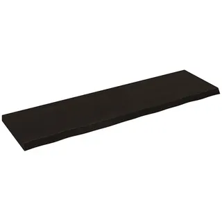 furnicato Wandregal Wandboard aus massivem Eichenholz 180x50x2-6 cm Dunkelbraun, 1-tlg., Handgefertigtes Regalbrett mit Naturkante und klappbarer Funktion braun 50 cm x 50 cm x 180 cm
