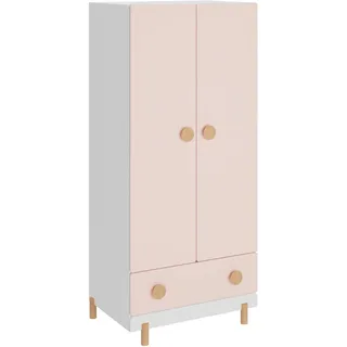 [en.casa] Kinderkleiderschrank Vaarentaa 126 x 60 x 41 cm Holz weiß/Cotton Candy