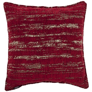 McAlister Textiles Strukturierter Chenille | Sofakissen mit Füllung | 60 x 60 cm in Rot | Deko Kissen für Sofa, Couch, Sessel mit metallischem Glanz