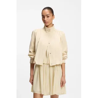 Jackenblazer BOSS ORANGE "Jolea Premium Damenmode", Damen, Gr. 42, light, pastel gelb 742, Web, Obermaterial: 75% Viskose, 25% Polyester, unifarben, relaxed fit hüftlang, Manschette mit Druckknopf,mit Schlitz, Blazer, mit Ballon-Saum, Relaxed Fit