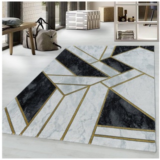 Teppich, Homtex, 80 x 150 cm, Designer Kurzflor Teppiche Weich Modern, Marmor Optik Kurzflor 12 mm grau 80 x 150 cm