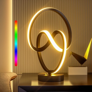 airnasa LED Nachttischlampe, Spiral Tischlampe Moderne, Touch Dimmbar, RGBW 10 Einstellungen, für Geschenk, Schenken, Nachttisch lampe - Schwarz