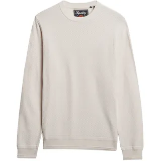 Superdry Herren Strickpullover - Cotton Texture Jumper, Pullover, Rundhals, einfarbig Off-White / 3XL