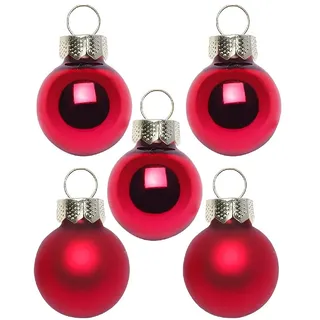 INGE-GLAS Inge Glas Magic Mini-Weihnachtskugeln 2cm 25 Stück | kleine Christbaumkugeln in Karton-Box (Ochsenblut | rot Glanz matt)