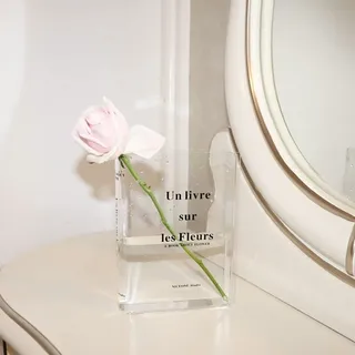 Buchvase Transparente Book Vase Transparentes Buchvase für Blumen Blumenvase Tulpenvase Buchblumenvase Büchervase für Schlafzimmer Tischdeko Bücherform Blumenvase Minimalistische