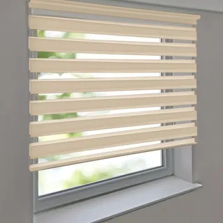 Doppelrollo PREMIUM 140 x 160 cm beige zum Anschrauben freihängend für Wand- und Deckenmontage inkl. Metallträger