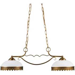 Helios Leuchten 204125 klassische Deckenleuchte | Pendelleuchte vintage | Pendellampe Messing antik | Messinglampe Jugendstil | Hängelampe Esstisch 2-flammig