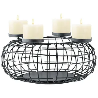 Marrakesch Orient & Mediterran Interior Adventskranz Moderne Deko Adventskranz Weihnachtsdeko Kerzenhalter Carvo, Handarbeit schwarz