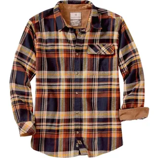 Legendary Whitetails Buck Camp Herren-Flanellhemd, langärmelig, warmes Herrenhemd mit Knopfleiste, Freizeithemd mit Kordsamt-Ärmelbündchen, Herbst- und Winterkleidung, schwarz (Navy Heather), Größe