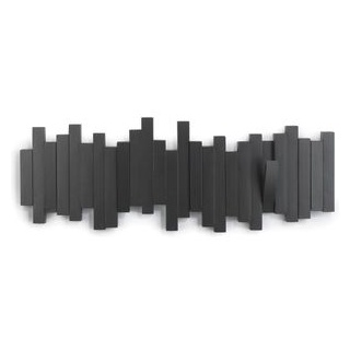 Umbra Kleiderhaken Stäbchen, 318211-040, klappbar, schwarz, Kunststoff, Hakenleiste mit 5 Haken