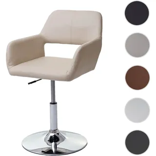 Einzelst�ck | Esszimmerstuhl HWC-A50 III, Stuhl Küchenstuhl, Retro 50er Jahre, Kunstleder ~ creme, Chromfuß