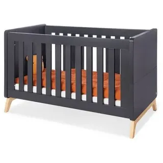 Pinolino Kinderbett 140 x 70 cm anthrazit Esche umbaubar zum Juniorbett