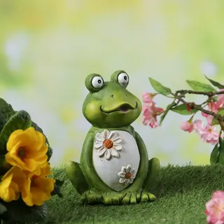 Gartenfigur Frosch Freddi - Tierfigur - Magnesia - H: 16cm - f√or Au√üen - gr√on
