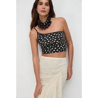 No Matter What Crop-Top Einseitig schulterfreies, gepunktetes Crop-Top schwarz M