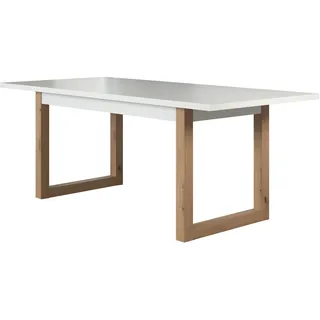 trendteam smart living - Esstisch Tisch ausziehbar - Wohnzimmer - Dakota - Aufbaumaß (BxHxT) 160 x 75 x 90 cm - Farbe Weiß mit Artisan Eiche - 210616307