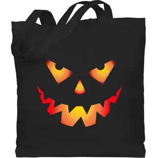 Shirtracer Umhängetasche Halloween Kürbis Gesicht Gruseliger Kürbisgesicht Gruselig Böse, Halloween Beutel schwarz