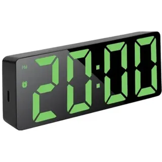 FANSU Nachttisch Wecker Digital, Digitalwecker Großem Display Netzbetrieb/Batteriebetrieben 12/24HR LED Leuchtziffern Digitaler Wecker 3 Helligkeit Schlummerfunktion (Schwarz + Grün,Einheitsgröße)