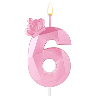 Zahlenkerze, 7,5 cm Geburtstagskerze 3D Tortenkerzen Rosa Krone Geburtstagskerzen für Mädchen Deko für Geburtstag Hochzeit Jubiläum (6)