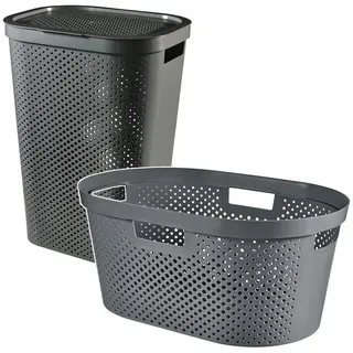 Curver Wäschekorb Infinity Set Wäschekorb 40L + Wäschekorb 60L grau