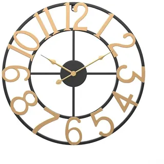 Oniissy Wanduhr für den Außenbereich, Vintage-Stil, offenes Zifferblatt, Schiefer-Effekt, wasserdicht und wetterfest, große Gartenuhr für drinnen oder draußen, dekorativ (G)