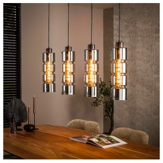 famlights Pendelleuchte Pendelleuchte Belina in Chrom und Schwarz E27 4-flammig schwarz|silberfarben