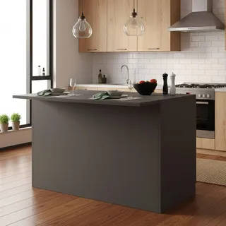 Dmora - Kücheninsel Emmanuel, Mehrzweckschrank, Küchenzeile Schrank, Zusätzlicher Tisch, 100% Made in Italy, 125 x 90 x 90 cm, Anthrazit und Schiefer