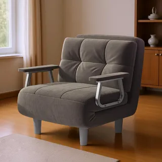 Fabulcozy Schlafsessel 3 in 1 Mit Bettfunktion, Verstellbarer Rückenlehne 5 Winkel, Einzelsofa Mit Armlehnen, Klappsofa Futon Couch, Gästebett für Wohnzimmer, Schlafzimmer