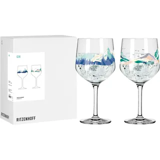 RITZENHOFF 95002 Gin Kelch 700 ml 2er Set, Serie Entdecker - 2 Stück Gin-Gläser mit Van-Motiv, knallbunt - Made in Germany