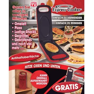 Kontaktgrill Express Cooker, 800 W, Antihaft-Oberfläche, Ober-Unterhitze, 3in1 - Toasten, Backen, Grillen