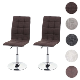 2er-Set Esszimmerstuhl HWC-C41, Stuhl KÃ1⁄4chenstuhl, hÃ¶henverstellbar drehbar, Stoff/Textil ~ braun
