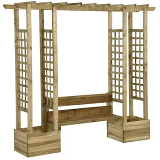 vidaXL Garten Pergola mit Bank Pflanzkübeln Rankhilfe Rankgitter Gartenbogen Sitzbank Holzbank Blumenkasten Pflanzkasten Kiefernholz Imprägniert