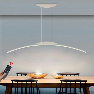 Dimmbare LED Hängeleuchte 70W Moderne Esstisch Pendelleuchte mit Fernbedienung Pendellampe Bogen Design LED hängende Leuchte Höhenverstellbar für Esszimmer Küche Wohnzimmer (Weiß, L150cm)