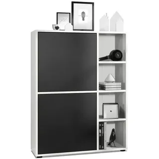 Vladon Highboard 79 x 105,5 x 35,5 cm Weiß matt / Schwarz matt