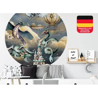 Osomhome Wandtattoo Kinderzimmer Mädchen & Junge: Drachen & Burg (280x170cm) | Kinderzimmer & Babyzimmer Deko | Wandsticker & Wanddeko Kinderzimmer | Wandaufkleber Kinderzimmer Wall Stickers os9451