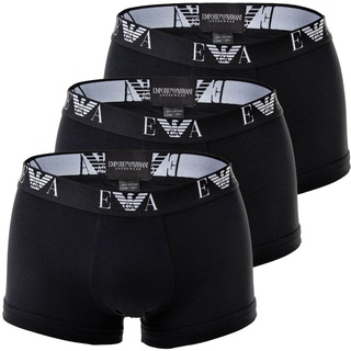 EMPORIO ARMANI Herren Shorts 3er Pack - Trunks, Pants, Unterwäsche, Stretch Cotton schwarz S