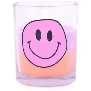 pajoma® kerze im Glas Orange - Lila 1 Stück | Smiley Design | 80g Wachs, Brenndauer ca. 16 Stunden, unbeduftet | Dekoration für Partys, Hochzeiten & Spa | Premium Qualität