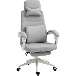 Vinsetto - Bürostuhl, Ergonomischer Schreibtischstuhl Mit Kopfkissen, Lendenkissen, Höhenverstellbar Gamingstuhl Mit Fußstütze, Hoher Rückenlehne, Grau 62 X 68 X 117-127 Cm