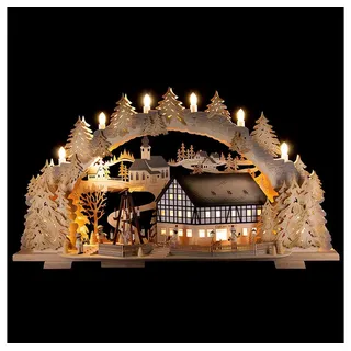 Tietze Erzgebirgsdesign Schwibbogen Schwibbogen Café am Markt mit drehender Pyramide (72x43x13cm) von Tiet