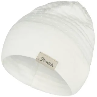 Sterntaler Beanie strukturiert – Beanie aus Mischgewebe mit Struktur, Zwei Tragevarianten, pflegeleicht, mit UV-Schutz 50+ – Weiß, Größe 39 - 39