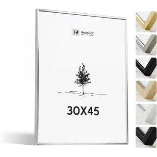Heimlich Fotorahmen aus Aluminium – 30 x 45 cm, Silber | Heimlich® – Robuste Kleine Posterrahmen Aus Metall – Nur Wandhalterung
